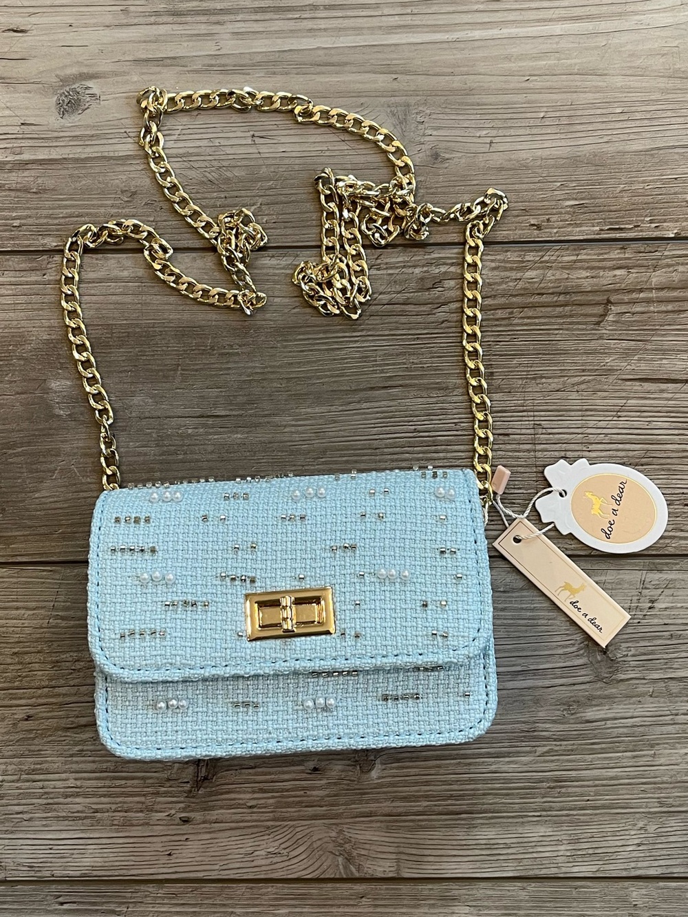 Doe A Dear | Pearls & Beads Tweed Purse